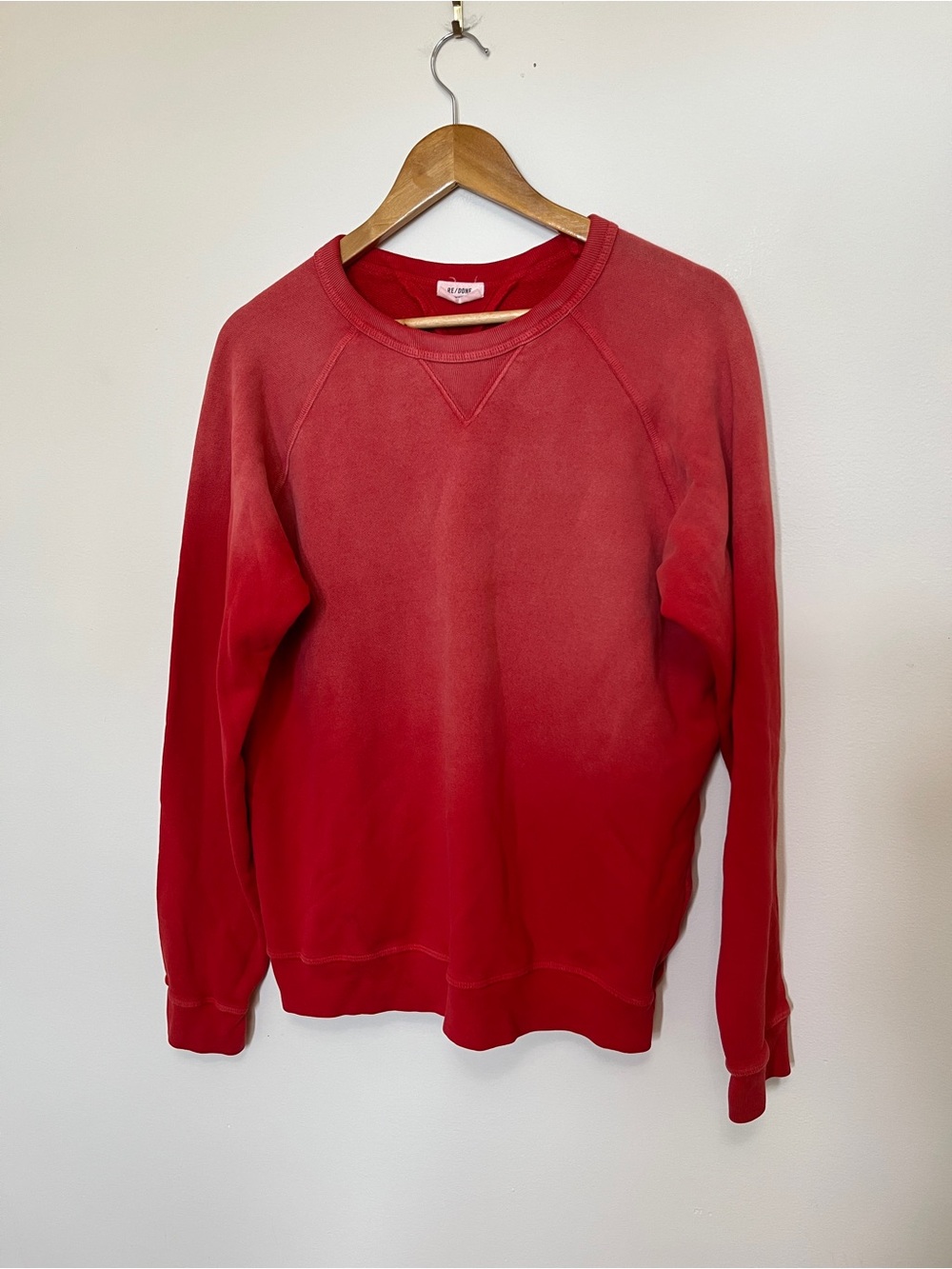 RE/DONE Red Ombre Oversized Crew Neck Sweatshirt Size Small